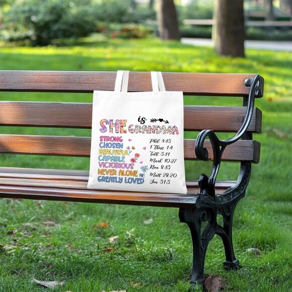 Brand New Canvas Tote Bag 13x16 Grandma Cotton Reusable Gift - Picture 4 of 6